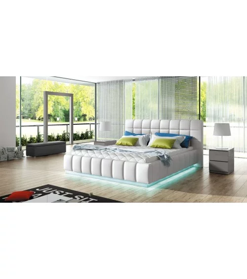 Wygodne łóżko tapicerowane z pojemnikiem Prato Wersal