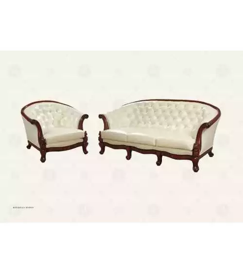 Komplet klasycznych mebli skórzanych Rodos Sofa i 2 fotele
