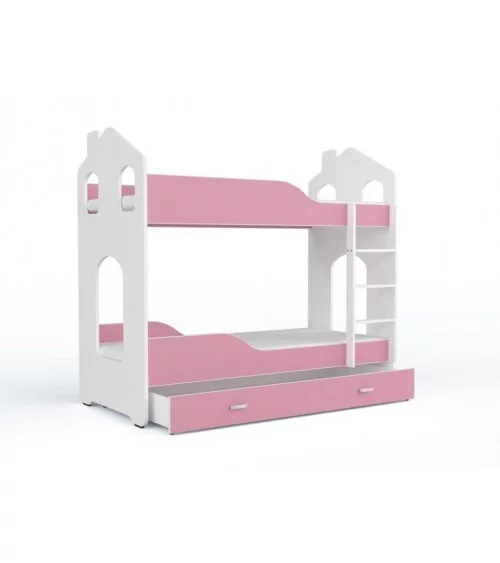 Łóżko piętrowe dziecięce domek 2-osobowe / 3-osobowe Dominik