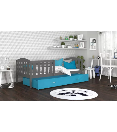 Kolorowe łóżko do pokoju dziecięcego parterowe jednoosobowe / dwuosobowe Kubuś