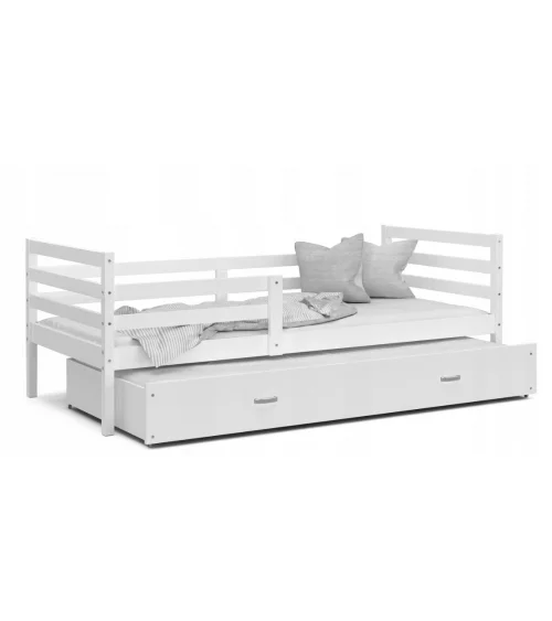 Drewniane łóżko do pokoju dziecięcego parterowe jedno- lub dwuosobowe Jacek