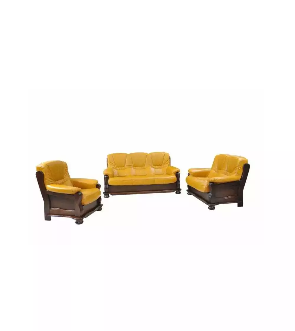 Komplet klasycznych mebli skórzanych Irena Sofa i 2 fotele