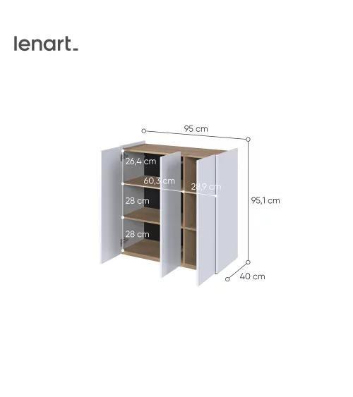 Komoda EASY biały połysk/dąb scandi EA-03